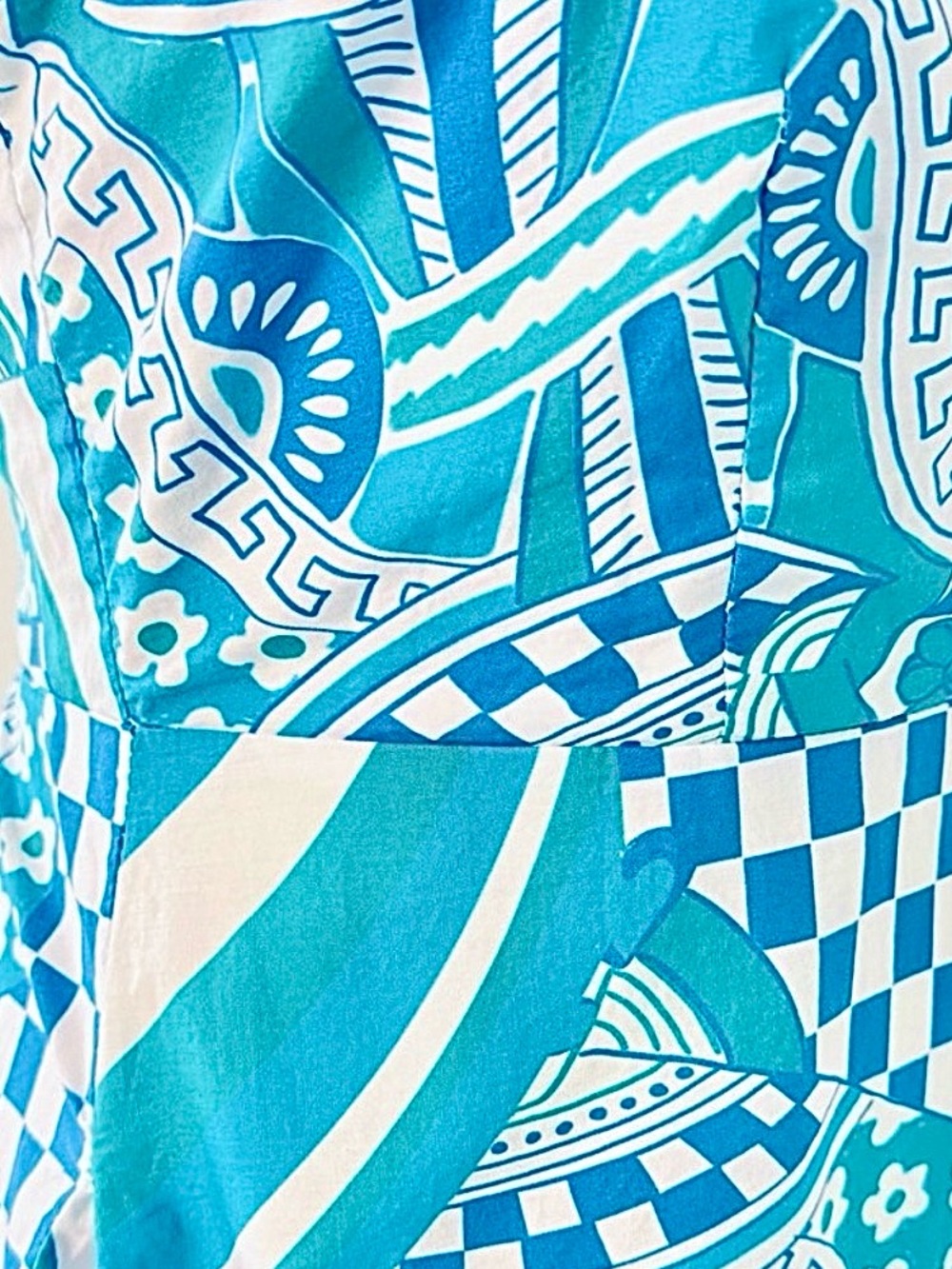Celina Moon Mediterranean Print Halter Maxi Dress 100% Cotton Blue White Size M - Picture 5 of 10
